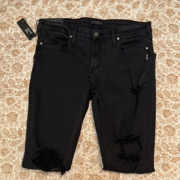 NWT Silver Jeans | Sz. 32 Women's Mid-Rise Black Skinny Jeans - Picture 4 of 12